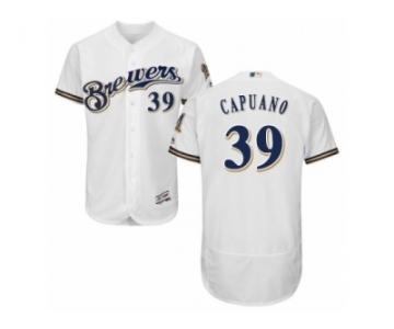 Men's Majestic Milwaukee Brewers #39 Chris Capuano White Royal Flexbase Authentic Collection MLB Jersey