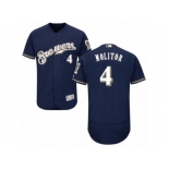 Men's Majestic Milwaukee Brewers #4 Paul Molitor Navy Blue Flexbase Authentic Collection MLB Jersey