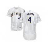 Men's Majestic Milwaukee Brewers #4 Paul Molitor White Flexbase Authentic Collection MLB Jersey