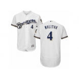 Men's Majestic Milwaukee Brewers #4 Paul Molitor White Royal Flexbase Authentic Collection MLB Jersey