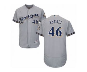 Men's Majestic Milwaukee Brewers #46 Corey Knebel Grey Flexbase Authentic Collection MLB Jersey