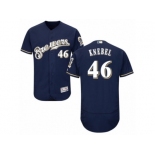 Men's Majestic Milwaukee Brewers #46 Corey Knebel Navy Blue Flexbase Authentic Collection MLB Jers