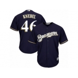 Men's Majestic Milwaukee Brewers #46 Corey Knebel Replica Navy Blue Alternate Cool Base MLB Jerseyey