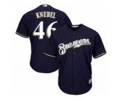 Men's Majestic Milwaukee Brewers #46 Corey Knebel Replica Navy Blue Alternate Cool Base MLB Jerseyey