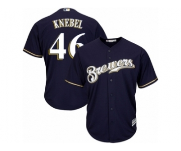 Men's Majestic Milwaukee Brewers #46 Corey Knebel Replica Navy Blue Alternate Cool Base MLB Jerseyey