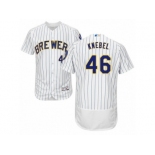 Men's Majestic Milwaukee Brewers #46 Corey Knebel White Royal Flexbase Authentic Collection MLB Jersey