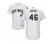 Men's Majestic Milwaukee Brewers #46 Corey Knebel White Royal Flexbase Authentic Collection MLB Jersey