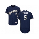 Men's Majestic Milwaukee Brewers #5 Jonathan Villar Navy Blue Flexbase Authentic Collection MLB Jersey