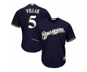 Men's Majestic Milwaukee Brewers #5 Jonathan Villar Replica Navy Blue Alternate Cool Base MLB Jersey