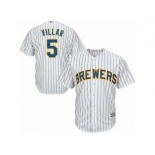 Men's Majestic Milwaukee Brewers #5 Jonathan Villar Replica White Alternate Cool Base MLB Jersey