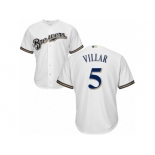 Men's Majestic Milwaukee Brewers #5 Jonathan Villar Replica White Home Cool Base MLB Jersey