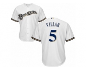 Men's Majestic Milwaukee Brewers #5 Jonathan Villar Replica White Home Cool Base MLB Jersey