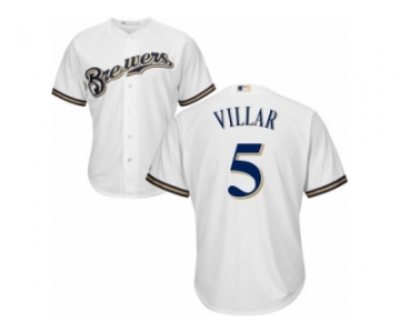 Men's Majestic Milwaukee Brewers #5 Jonathan Villar Replica White Home Cool Base MLB Jersey