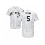 Men's Majestic Milwaukee Brewers #5 Jonathan Villar White Royal Flexbase Authentic Collection MLB Jersey