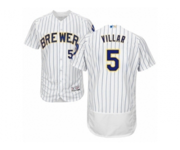 Men's Majestic Milwaukee Brewers #5 Jonathan Villar White Royal Flexbase Authentic Collection MLB Jersey