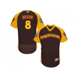 Men's Majestic Milwaukee Brewers #8 Ryan Braun Brown 2016 All-Star National League BP Authentic Collection Flex Base MLB Jersey