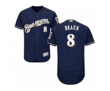 Men's Majestic Milwaukee Brewers #8 Ryan Braun Navy Blue Flexbase Authentic Collection MLB Jersey