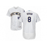 Men's Majestic Milwaukee Brewers #8 Ryan Braun White Flexbase Authentic Collection MLB Jersey