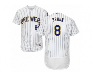 Men's Majestic Milwaukee Brewers #8 Ryan Braun White Flexbase Authentic Collection MLB Jersey