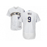 Men's Majestic Milwaukee Brewers #9 Aaron Hill White Flexbase Authentic Collection MLB Jersey