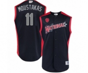 Men's Milwaukee Brewers #11 Mike Moustakas Authentic Navy Blue National League 2019 Baseball All-Star Jersey