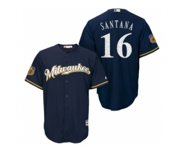 Men's Milwaukee Brewers #16 Domingo Santana 2017 Spring Training Cool Base Stitched MLB Jersey