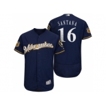 Men's Milwaukee Brewers #16 Domingo Santana 2017 Spring Training Flex Base Authentic Collection Stitched Baseball Jersey