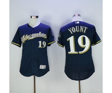 Men's Milwaukee Brewers #19 Robin Yount Majestic Navy Flexbase Authentic Collection Player Jersey