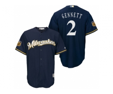 Men's Milwaukee Brewers #2 Scooter Gennett 2017 Spring Training Cool Base Stitched MLB Jersey