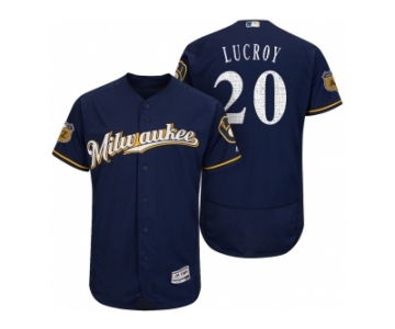 Men's Milwaukee Brewers #20 Jonathan Lucroy 2017 Spring Training Flex Base Authentic Collection Stitched Baseball Jersey