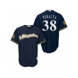 Men's Milwaukee Brewers #38 Wily Peralta 2017 Spring Training Cool Base Stitched MLB Jersey