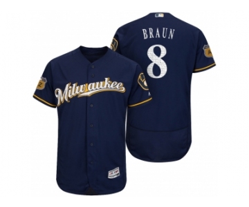 Men's Milwaukee Brewers #8 Ryan Braun 2017 Spring Training Flex Base Authentic Collection Stitched Baseball Jersey