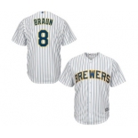 Men's Milwaukee Brewers #8 Ryan Braun Majestic White Cool Base Player Jersey