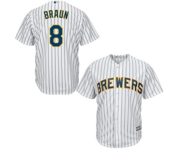 Men's Milwaukee Brewers #8 Ryan Braun Majestic White Cool Base Player Jersey