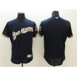 Men's Milwaukee Brewers Blank Majestic Navy Blue Flexbase Authentic Collection Team Jersey