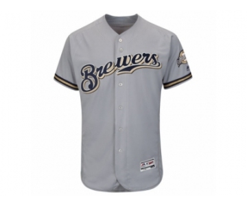 Men's Milwaukee Brewers Majestic Road Blank Gray Flex Base Authentic Collection Team Jersey