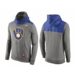 Men's Milwaukee Brewers Nike Gray Cooperstown Collection Hybrid Pullover Hoodie