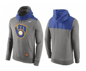 Men's Milwaukee Brewers Nike Gray Cooperstown Collection Hybrid Pullover Hoodie