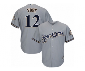 Milwaukee Brewers #12 Stephen Vogt Replica Grey Road Cool Base MLB Jersey