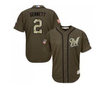 Milwaukee Brewers #2 Scooter Gennett Green Salute to Service Stitched MLB Jersey