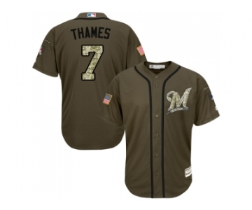 Milwaukee Brewers #7 Eric Thames Green Salute to Service Stitched MLB Jersey