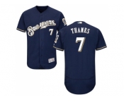 Milwaukee Brewers #7 Eric Thames Navy Blue Flexbase Authentic Collection Stitched MLB Jersey