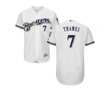 Milwaukee Brewers #7 Eric Thames White Flexbase Authentic Collection Stitched MLB Jersey