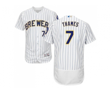 Milwaukee Brewers #7 Eric Thames White Strip Flexbase Authentic Collection Stitched MLB Jersey