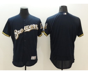 Milwaukee Brewers Blank Navy Blue Flexbase Authentic Collection Stitched Baseball Jersey