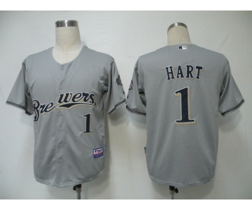 mlb jerseys milwaukee brewers #1 hart grey (cool base)