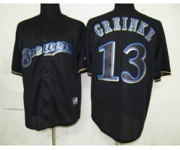 mlb jerseys milwaukee brewers #13 greinke black fashion