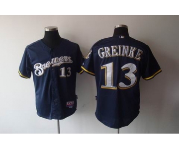 mlb jerseys milwaukee brewers #13 greinke blue(cool base)