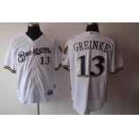 mlb jerseys milwaukee brewers #13 greinke white(cool base)