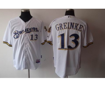 mlb jerseys milwaukee brewers #13 greinke white(cool base)